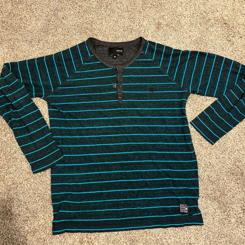 Hurley Striped Long Sleeve Henley Shirt